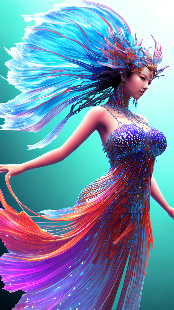 魔幻的东方美女,仙气飘飘,色彩斑斓 哇塞,想象一下那位东方美女,简直