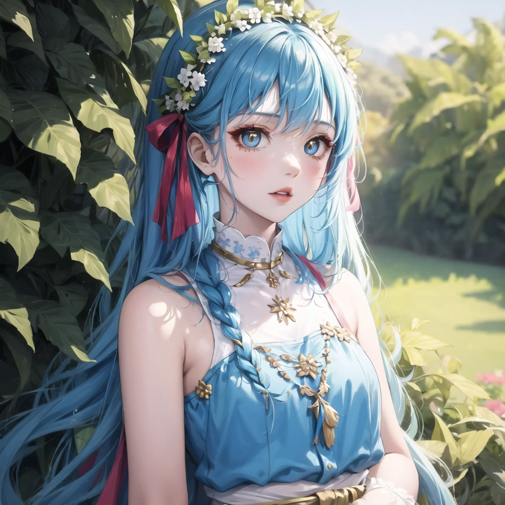 绮丽梦幻 #ai绘画# 78 绚丽多彩的长发, 97 蓝与粉交织的色彩.