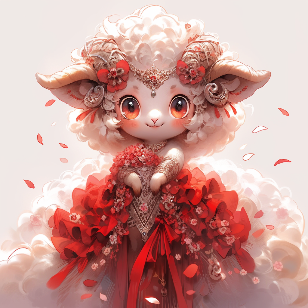 羊新娘的婚纱插画 ai创意分享 十二生肖系列之羊新娘(穿婚纱),第一集