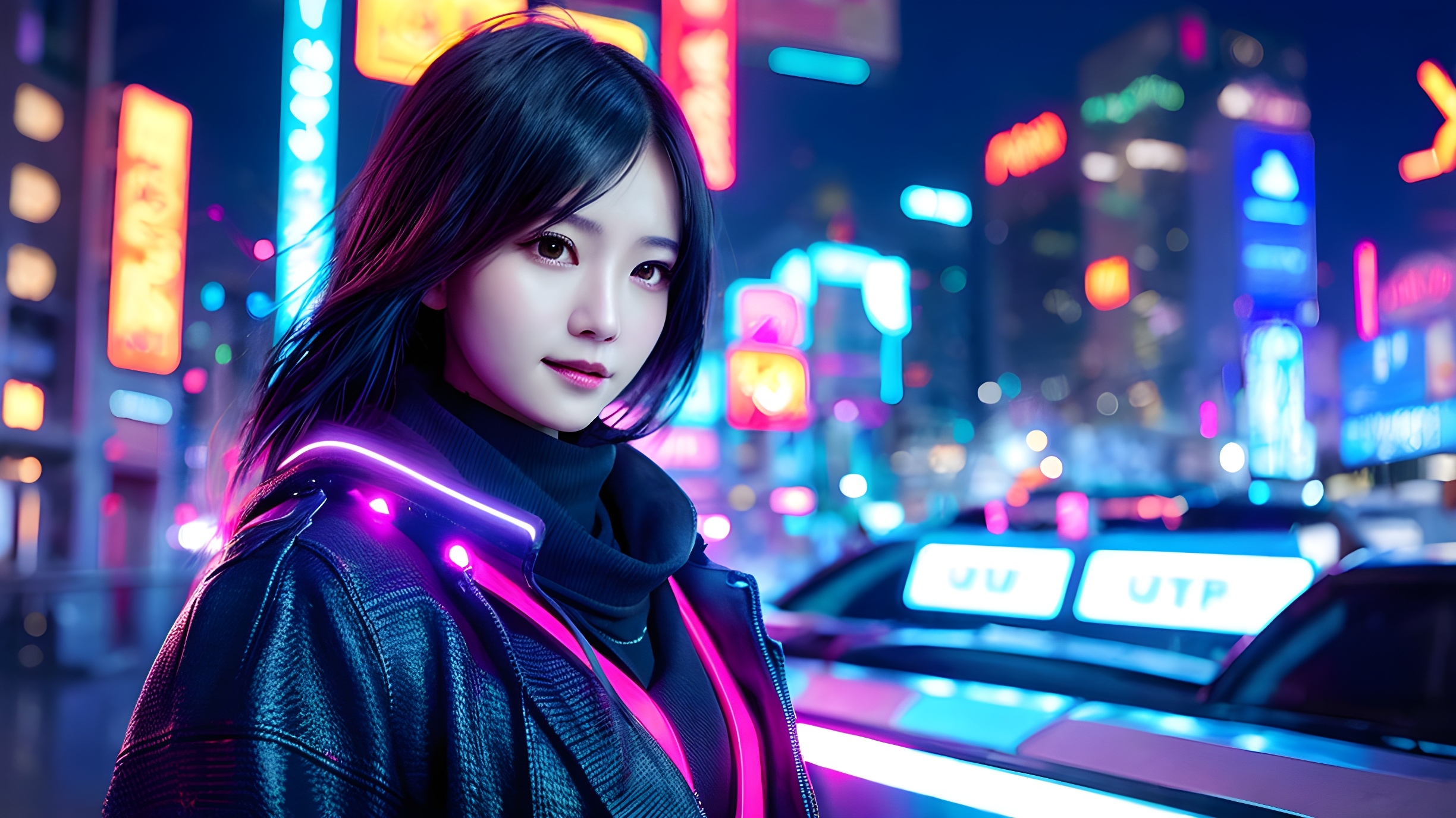 赛博朋克之夜——围巾女孩的优雅身影08 在赛博朋克城市里的一夜