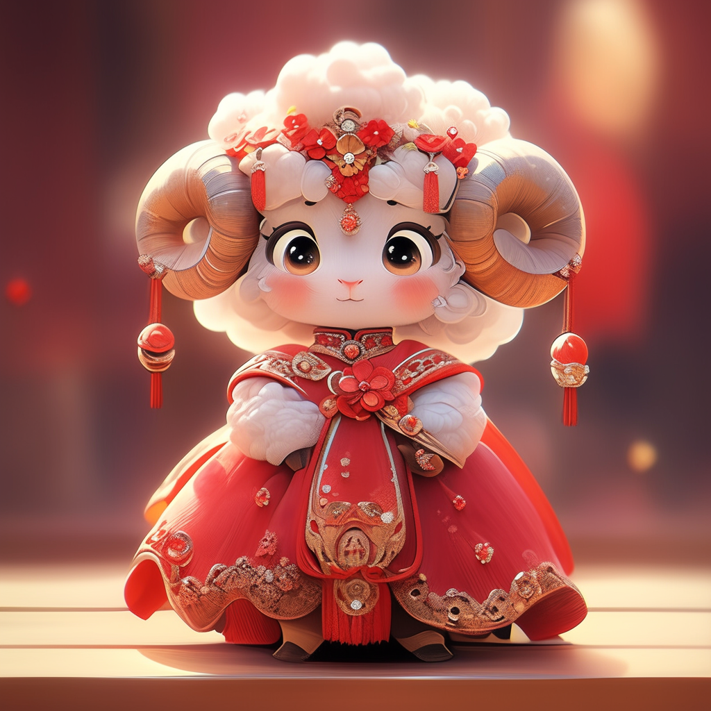 羊新娘的婚纱插画 ai创意分享 十二生肖系列之羊新娘(穿婚纱),第一集