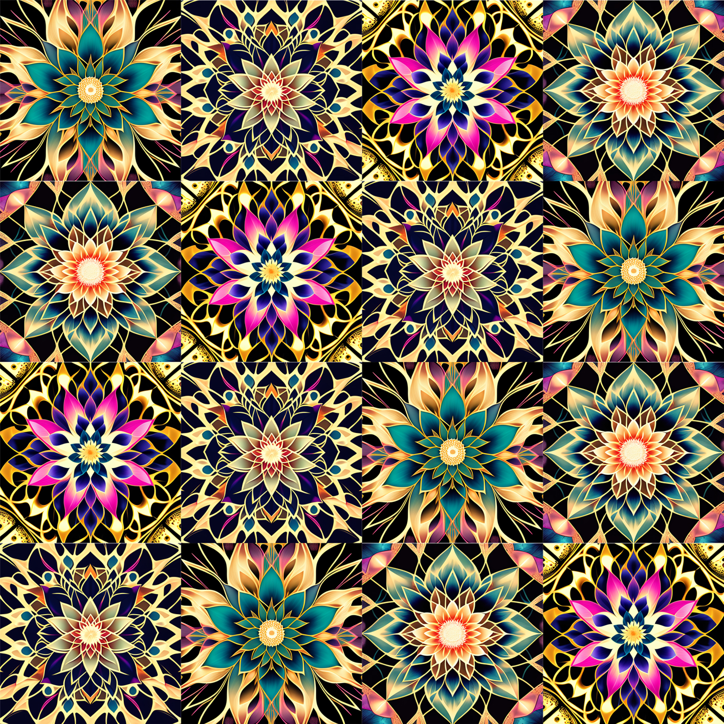 抽象荷花|传统新风融合设计 荷花  抽象风格 完整图案 色彩绚丽 有