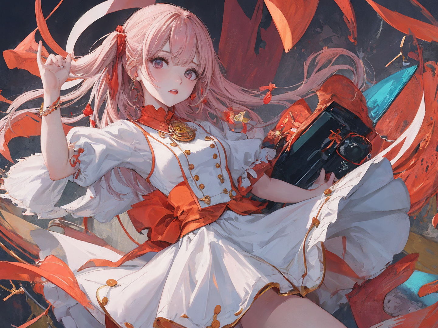 阳光少女灿烂的橘色连衣裙!