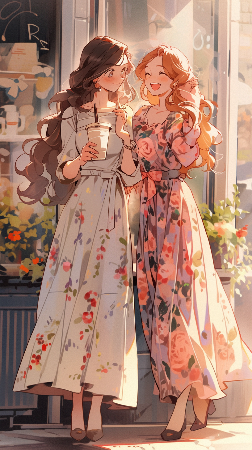 迪士尼风格女孩 两个可爱的女孩,水汪汪的大眼睛,长