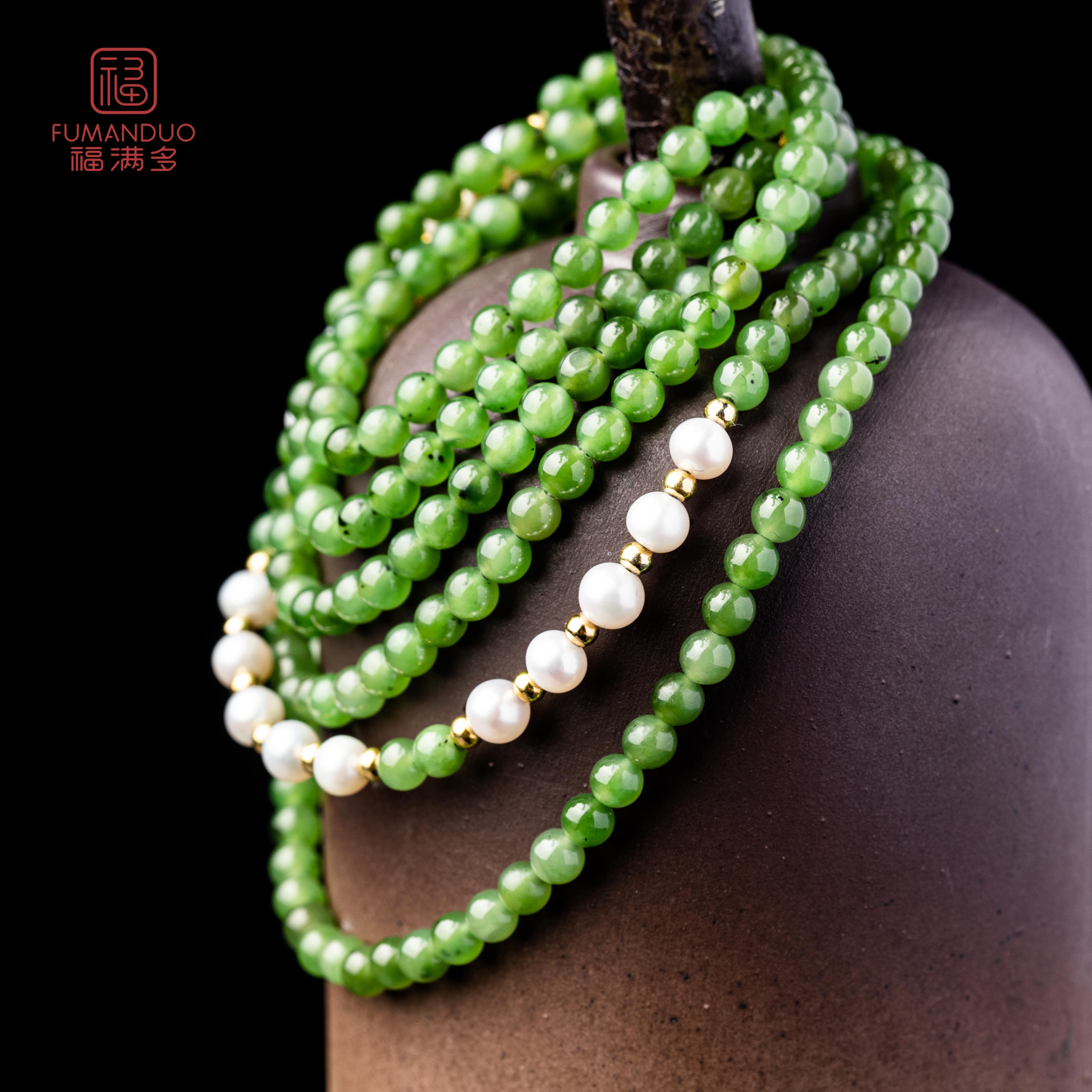 碧玉珠链多圈 | 碧玉和珍珠的夏日完美邂逅 有一串好看的碧玉珠链