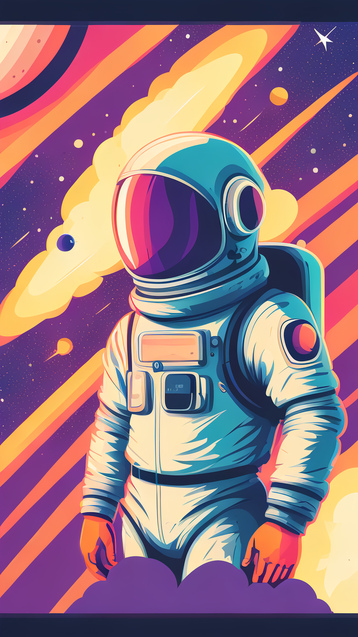 火箭发射迷失星系插画设计宇航员贴纸高质量 非常详细的火箭发射,迷失