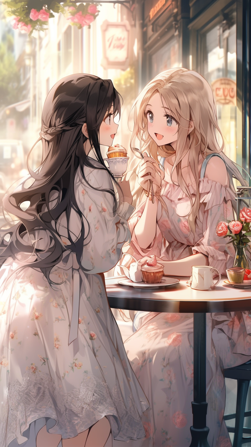 迪士尼风格女孩 两个可爱的女孩,水汪汪的大眼睛,长