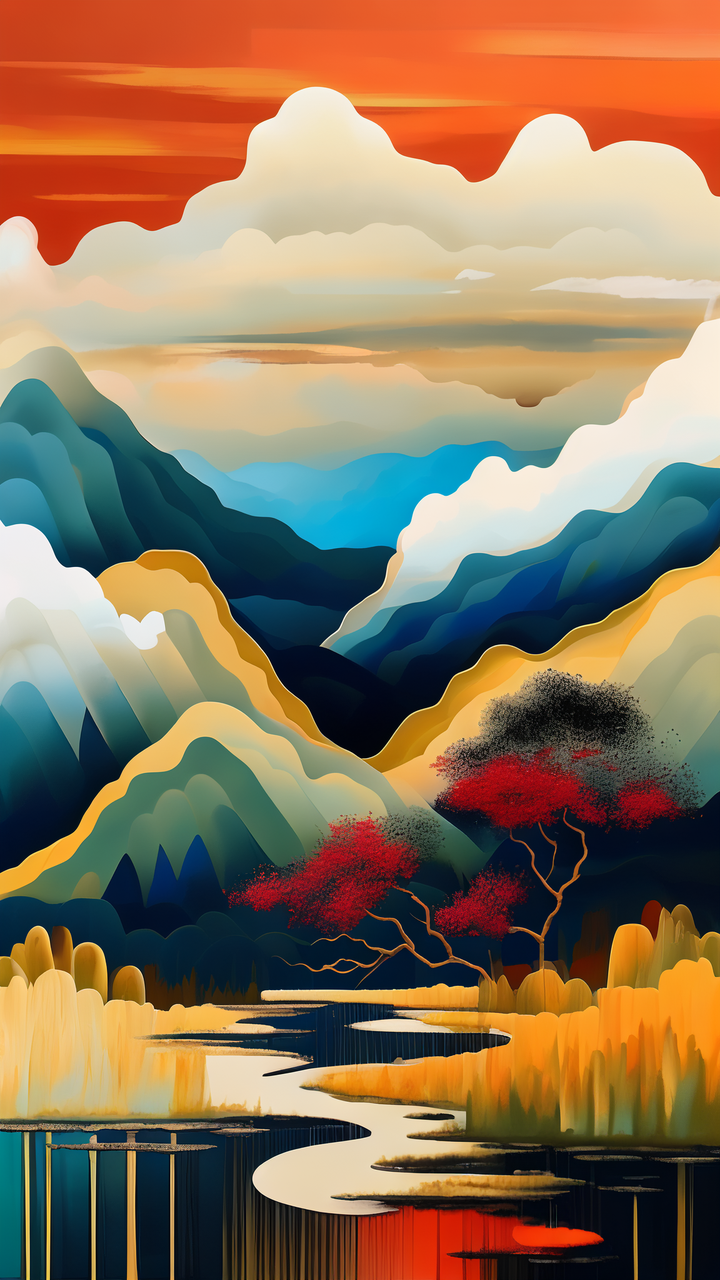 风景 哇,你提到了后印象主义,超现实抽象艺术和现代抽象风景,真是让