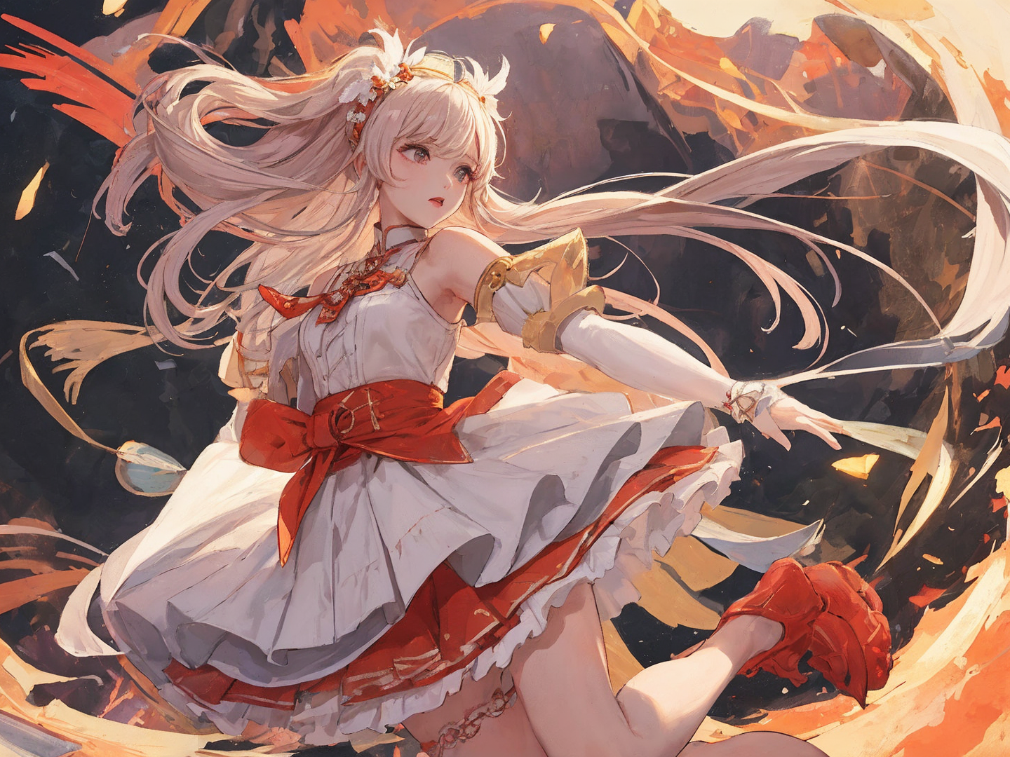 阳光少女灿烂的橘色连衣裙!