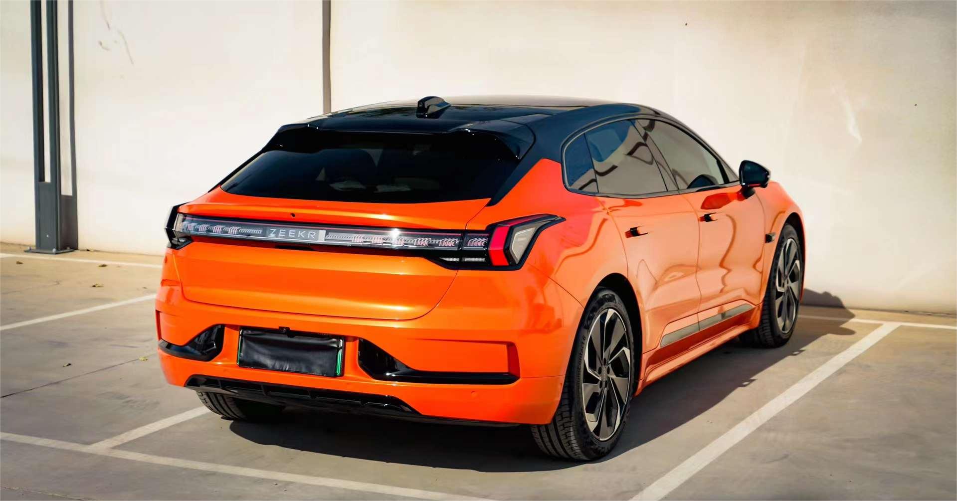 极氪001改色竞速橙,炫酷外观,引人瞩目99 极氪001改色竞速橙,酷炫