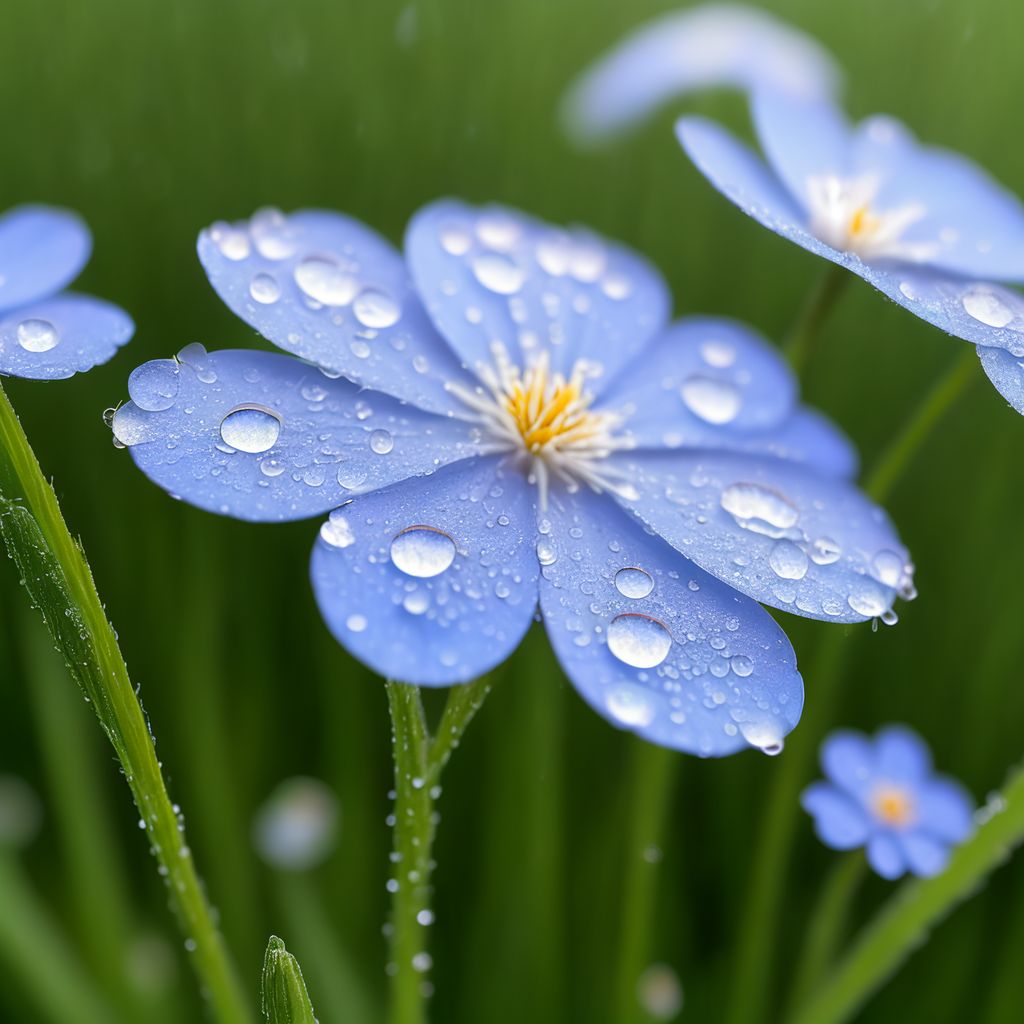 勿忘我花在雨后的美感94