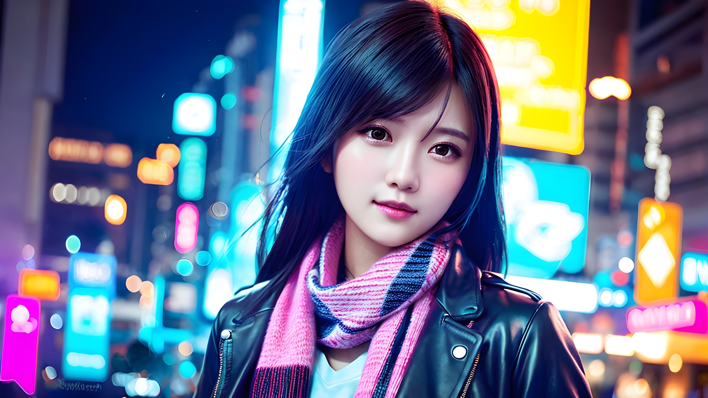 赛博朋克之夜——围巾女孩的优雅身影08 在赛博朋克城市里的一夜