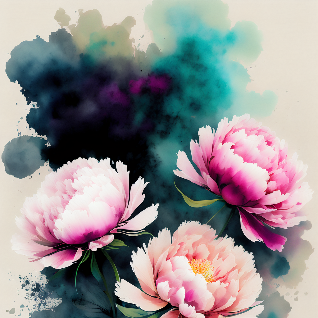 牡丹花国画风格设计 牡丹花