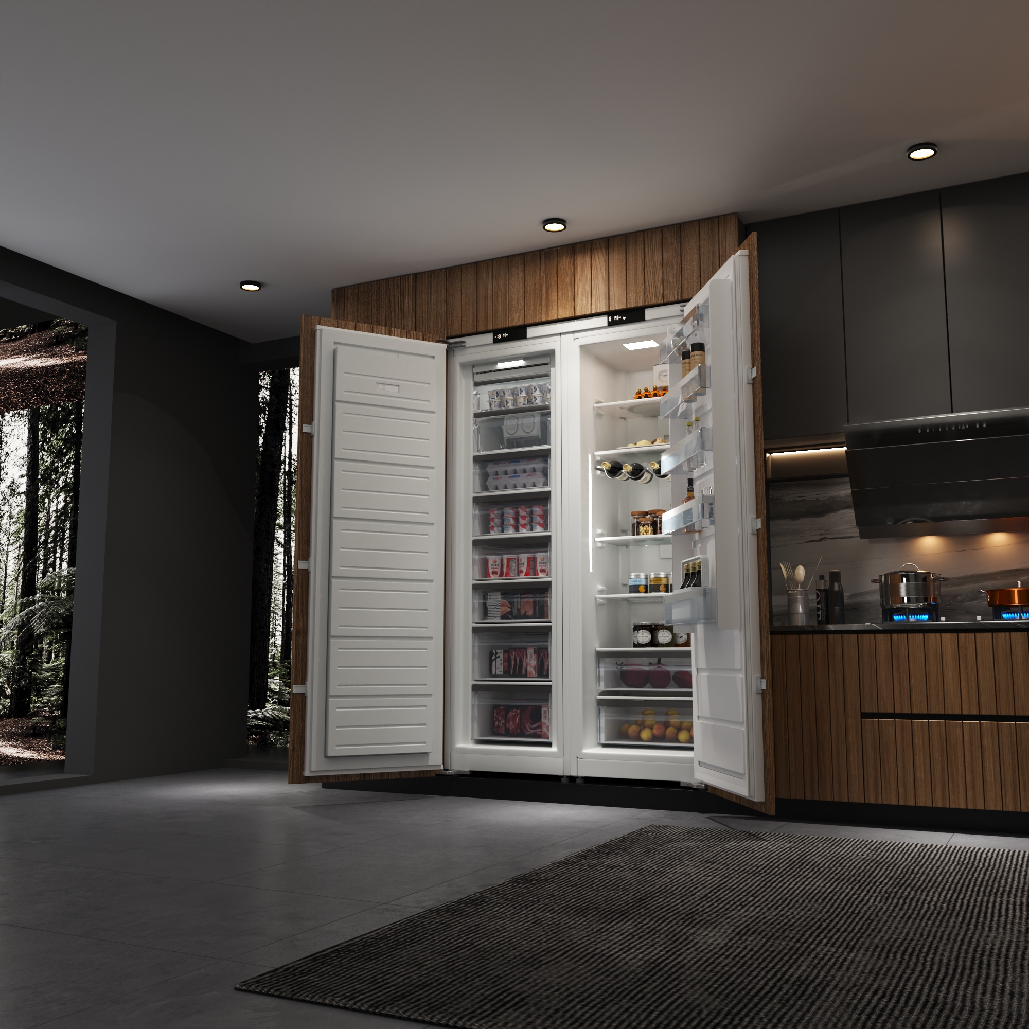 科技与美感并存,现代厨房的时尚之选 👨‍ #嵌入式冰箱#简约的