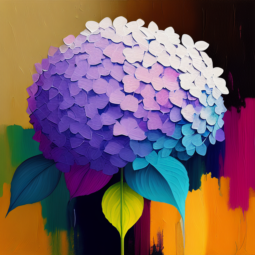 绣球花|时尚古典油画风格 96 绣球花  抽象风格 完整图案 色彩绚丽