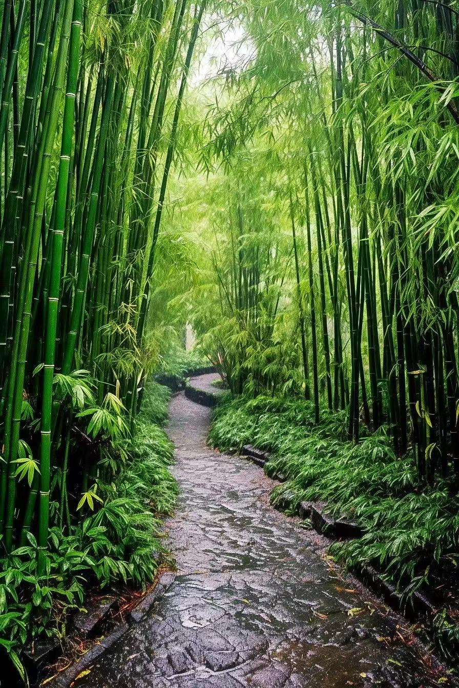 竹林听雨,百感交集 竹林微雨,耳畔细语 心中百感,交织纷繁.