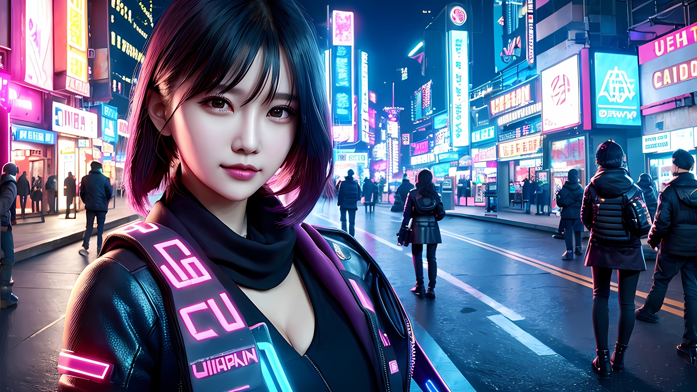 赛博朋克之夜——围巾女孩的优雅身影08 在赛博朋克城市里的一夜