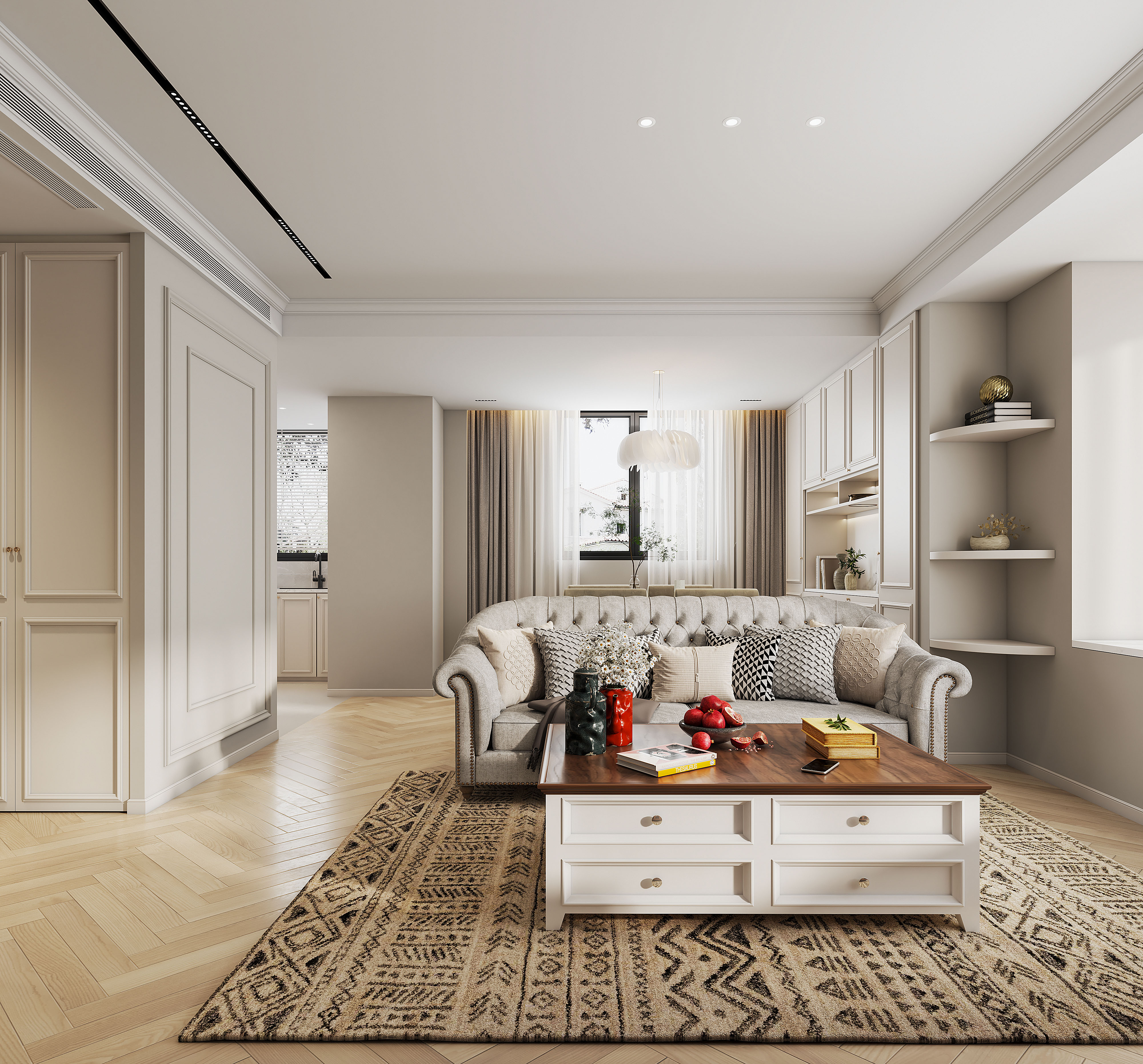 三口之家舒适家居,设计简单大气