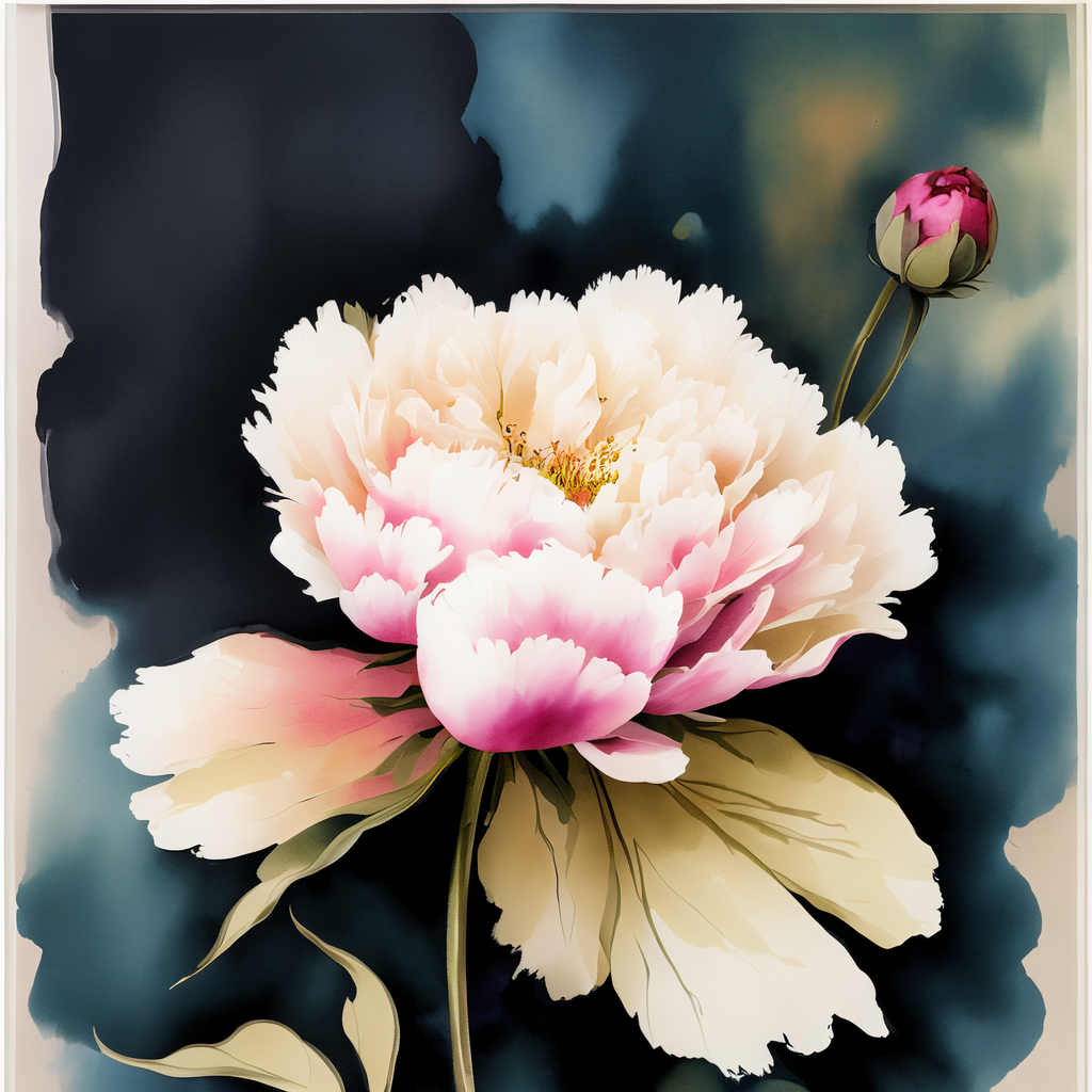 牡丹花国画风格设计 牡丹花