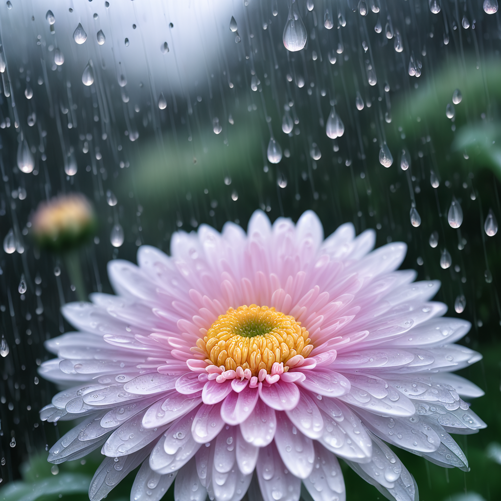 雨中菊花图片图片