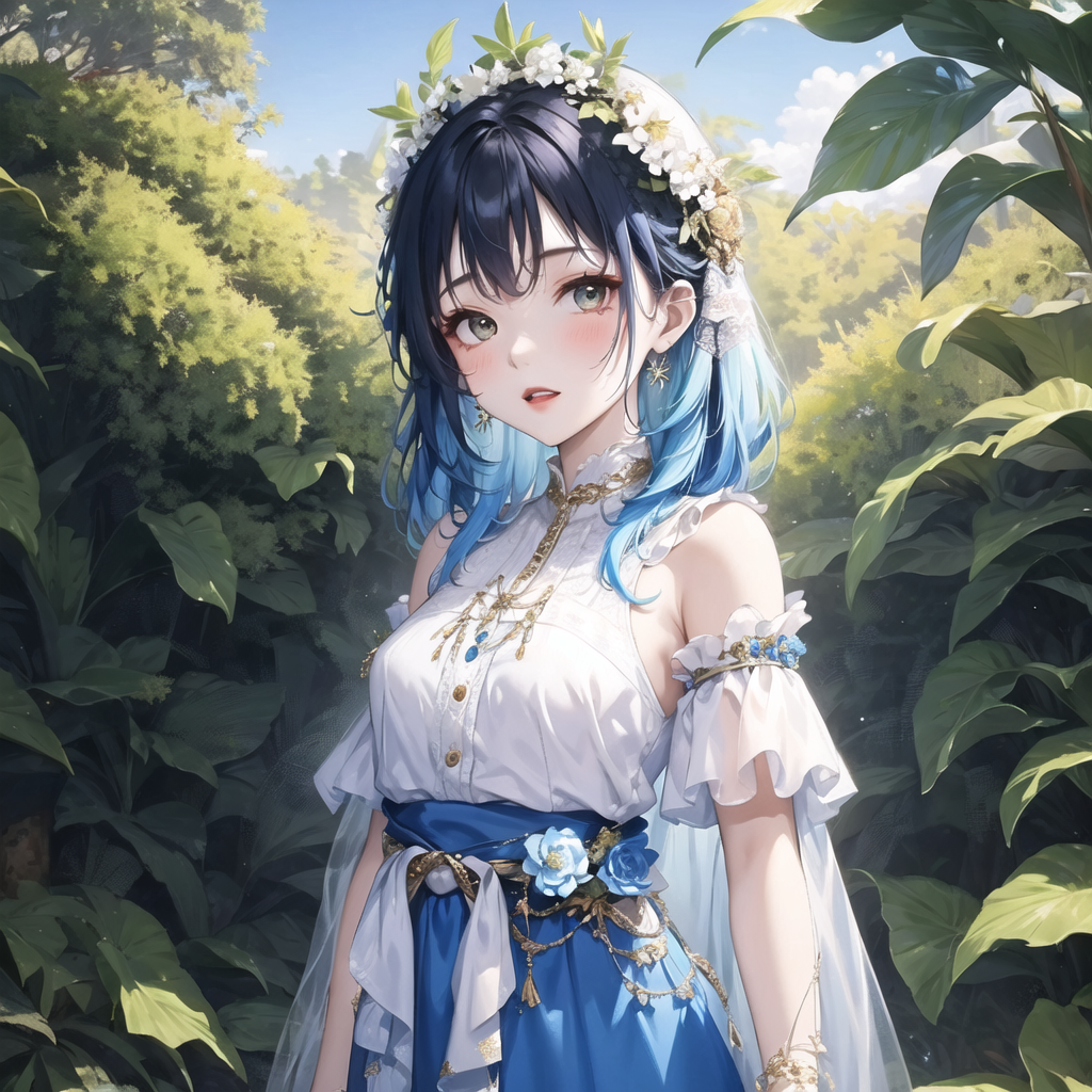 绮丽梦幻 #ai绘画# 78 绚丽多彩的长发, 97 蓝与粉交织的色彩.