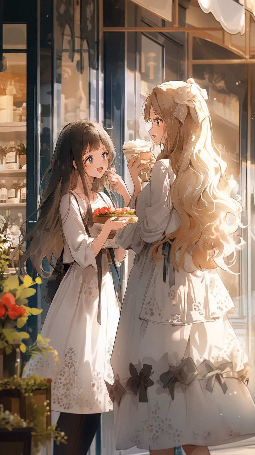 迪士尼风格女孩 两个可爱的女孩,水汪汪的大眼睛,长